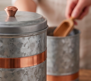 Galvanized Metal Canister Set With Vintage Design Perfect For Kitchen Storage And Food Organization And Stylish <b>Table</b> Decor - Product Image 2