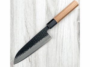 Couteau de cuisine de style japonais, lame en acier inoxydable martelé, manche en bois, pour la viande et les légumes - Product Image 5