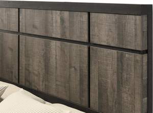 Cama de panel de madera maciza tamaño King de diseño tradicional en muebles de dormitorio con acabado rústico marrón/gris - Product Image 6