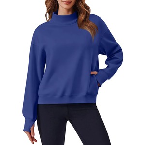 Sweat-shirt unisexe à col roulé en polaire, écologique et à séchage rapide, style streetwear oversize avec motif color block - Product Image 4