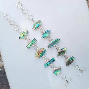 Pulsera de Plata de Ley con Concha de Abulón de Diseño de Lujo, Ajustable, con Piedras Preciosas, Hecha a Mano para Mujer, Regalo Elegante de Alta Calidad - Product Image 2