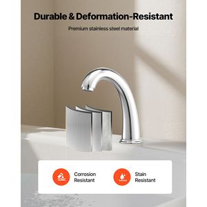 Rubinetto per vasca da bagno a 3 fori con cascata e collo d'oca, set rubinetteria per vasca con 2 maniglie, montaggio su bordo vasca - Product Image 4