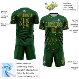 Uniformes Personalizados para Equipos de Fútbol, Conjuntos Sublimados Transpirables en Verde y Blanco, Manga Larga para Jóvenes y Hombres - Product Image 3
