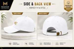 Gorra de Béisbol de Mezclilla Blanca de Moda 2026, 6 Paneles, Ajustable con Hebilla Metálica, Unisex, Casual, 100% Algodón, con Pedrería, Talla Única - Product Image 2