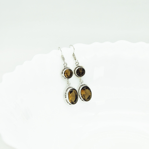 Wholesale <b>Silver</b> Oxidized Plated Round and Oval Quartz Gemstone <b>Dangle</b> <b>Earrings</b> | 925 Sterling <b>Silver</b> Designer Jewelry - Product Image 2