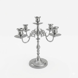 Wholesale Bulk 5-Arm Metal Candelabra <b>Candlestick</b> Holder Elegant <b>Silver</b> Finish Wedding Centerpiece Dining Table Home Decoration - Product Image 4