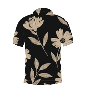 เสื้อโปโลผู้ชายสีดำพิมพ์ลายดอกไม้สีเบจลำลองแขนสั้นแฟชั่นฤดูร้อน - Product Image 5