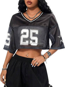 Service OEM – T-shirts en maille 100 % polyester unisexe, personnalisables, style Y2K, crop tops streetwear, vêtements de sport à manches courtes, respirants et à séchage rapide - Product Image 4