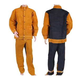 皮革焊接带长裤和外套安全防护服服装反光焊接套装