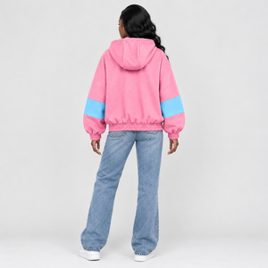 <span class=keywords><strong>Felpa</strong></span> <span class=keywords><strong>con</strong></span> cappuccio oversize <span class=keywords><strong>con</strong></span> zip Jack And Jill Of America da donna, rosa e azzurro, <span class=keywords><strong>con</strong></span> ricamo a lettere greche, stile college. - Product Image 5