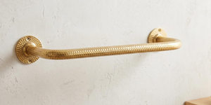 New Design Hammered Pattern Towel Hanger Golden Brass Bathroom Hardware Accessories Golden Towel Rod Wholesale - Product Image 2
