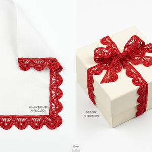 Ribete de encaje GPO de guipur rojo de 10 mm al por mayor, ecológico, 20 metros, para dobladillos de vestidos, dupattas, manualidades, costura, bolsos y empaques de regalo - Product Image 2