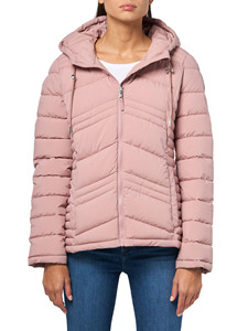 Women's Light Blue <b>Quilted</b> Hooded Puffer Jacket Full Sleeve Winter Coat Polyester <b>Wadding</b> Zipper Closure - Product Image 5
