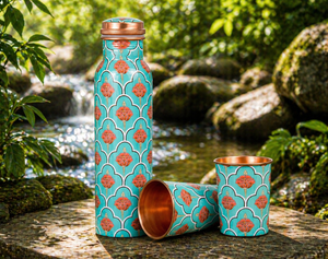 Meena Crafted Double Wall <b>Large</b> Capacity Copper Water Bottle Set with Leak Resistant Tumblers-Home Gift Set - Product Image 5
