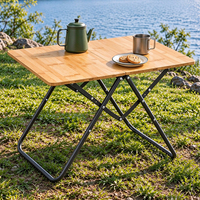 Table de patio pliable en bambou massif Soho pour l'intérieur et l'extérieur, idéale pour le camping