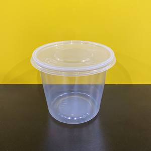 Caja de plástico redonda desechable de 700/1000 ml, lista para enviar, al por mayor, económica, para alimentos/fideos/ensaladas, con tapa y logotipo personalizado - Product Image 1