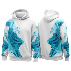 Sudadera Moderna para Hombre, Color Blanco Nieve, Algodón Premium, con Diseño Degradado Aqua Energy, Estilo Relajado para Uso Diario - Product Image 1