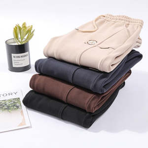 Pantalones de Moda para Mujer, de Poliéster/Algodón/Felpa, Cintura Elástica, Holgados, de Pierna Ancha, Largos, de Color Sólido, Casuales de Invierno - Product Image 6