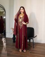 Ensemble 2 pièces de luxe AWAIS HOUSE pour femmes musulmanes, kaftan simple et sobre en mousseline perlée, longueur ras du sol, coupe trapèze, avec soutien-gorge intégré