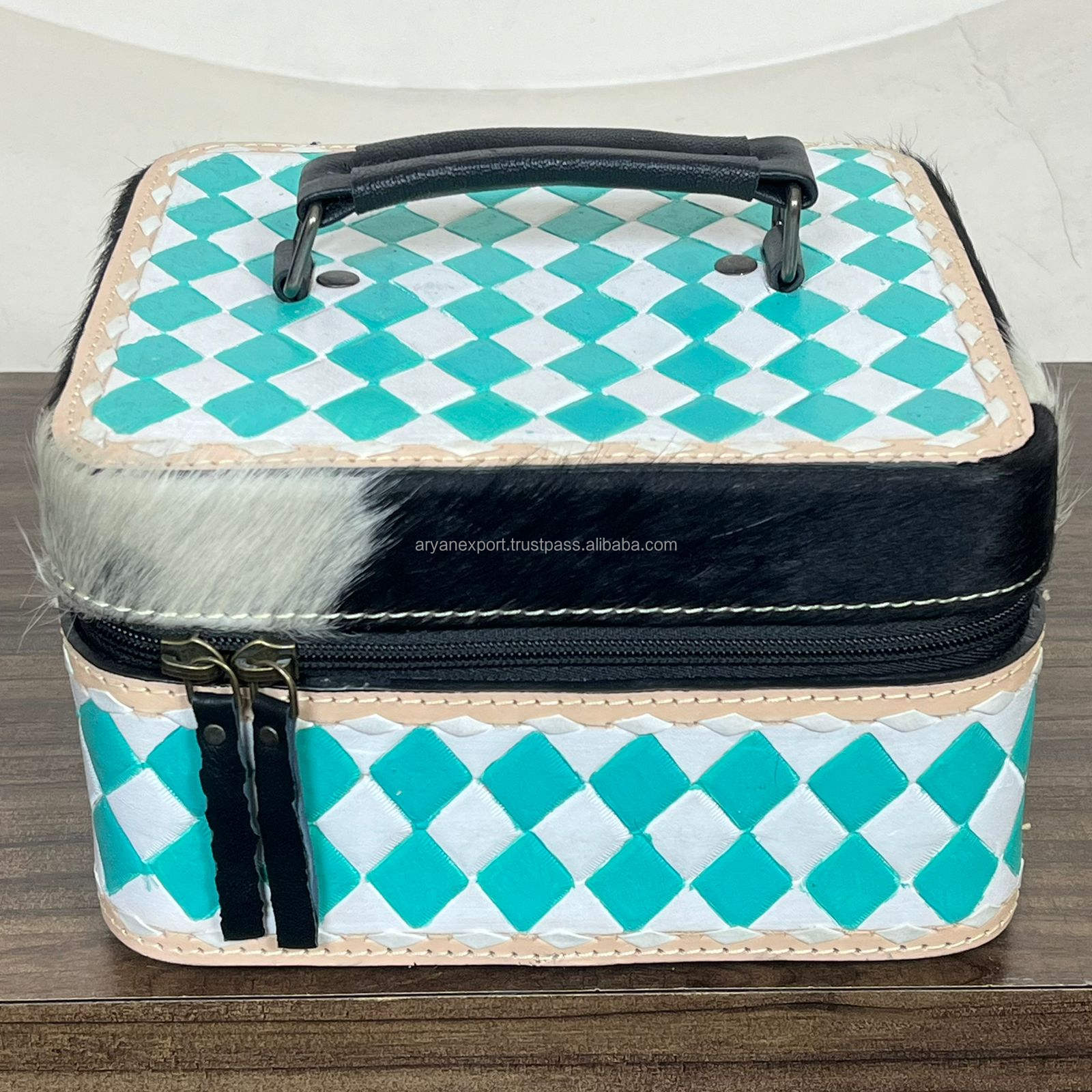 White & Turquoise Checkered