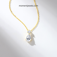 Collier artisanal en argent sterling 925 avec pendentif goutte d'eau en moissanite, chaîne en câble plaquée rhodium