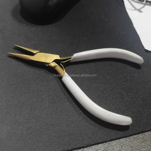 Custom Logo Jewelry Making <b>White</b> Handle Stainless Steel Gold Chain Nose Pliers - Product Image 1