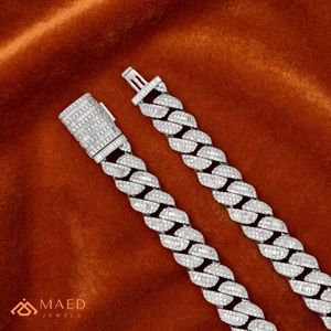 Collier chaîne cubaine en argent 925 avec moissanite taille baguette, style hip-hop, bijou de luxe pour homme et femme, cadeau de fiançailles - Product Image 2
