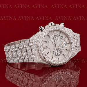 Luxury Iced Out Moissanite <b>Chronograph</b> Watch for Men | Full Pave Rose Gold Diamond Watch | Stainless Steel Hip Hop Timepiece - Product Image 3