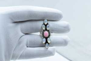 Natural Pink Conch Pearl Sterling Silver <b>Adjustable</b> <b>Ring</b> Handmade Gemstone Jewelry for Women Wholesale - Product Image 6