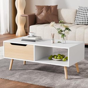 Mesa de Centro Moderna de Madera con Almacenamiento, Mesa de Coctel Rústica, Mesa de Centro para Sala de Estar, Mueble Decorativo Estilo Granja - Product Image 2