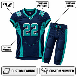Conjunto de Uniforme de Fútbol Americano para Hombre, Sublimado, Cuello en V, Manga Corta, Poliéster Transpirable, Ajustado, para Todas las Temporadas - Product Image 1