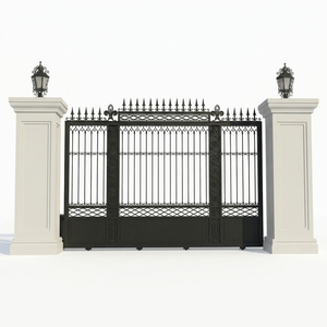 Portail double battant en fer forgé traditionnel KHP, revêtement poudré, durable, extérieur, commande manuelle, installation facile - Product Image 1