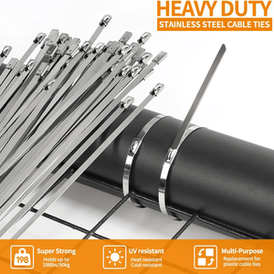 สายรัดเคเบิลสแตนเลส 304 สำหรับงานหนัก 4 ขนาด 11.8" 9.8" 7.8" 6" พร้อมที่ตัดสายรัดเคเบิลอเนกประสงค์ - Product Image 6