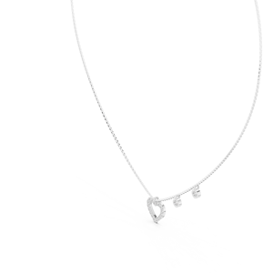 Cadena con Colgante de Corazón de Diamante Flotante y Bisel Solitario - Product Image 4