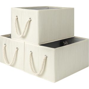 Cestas de tela para almacenamiento en estantes, contenedores plegables para organizar el armario y guardar ropa - Product Image 1