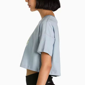 Active Wear Oversized Fit Boyfriend 100%Premium Cotton Green High Neck T Shirt for Women Hot Sale Wholesale Rate OEM - Product Image 3