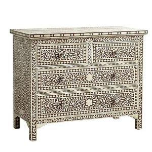 Cajón con Incrustaciones de Hueso de ILAHI, Diseño Moderno con Detalles de Ágata, Mueble Portátil para el Hogar - Product Image 3