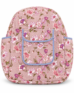 Dusty Pink Floral Cotton Quilted <b>Backpack</b> <b>for</b> <b>Women</b> Cottagecore Rucksack Handmade Fabric Daypack aesthetic <b>backpack</b> gift <b>for</b> her - Product Image 3