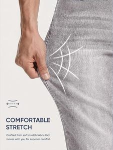 Jean en coton délavé coupe droite pour homme, taille mi-haute, style décontracté, tissu respirant, fermeture boutonnée, assorti aux baskets blanches - Product Image 3