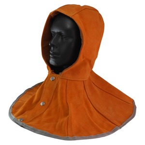 Casque de soudage intégral en daim orange avec fermeture à bouton-pression, réglage manuel de la teinte, protection frontale relevable pour la fabrication métallique - Product Image 2