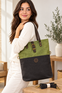 Sac en toile de coton de qualité supérieure avec poignées en cuir et bandoulière réglable – Sac à main de shopping décontracté réutilisable pour femmes - Product Image 4