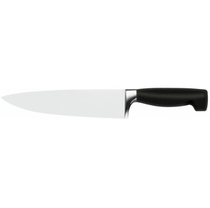 Ensemble de couteaux de cuisine à lame argentée avec manches noirs, bloc en bois marron clair, cisailles et aiguiseur pour trancher, couper et préparer les aliments - Product Image 3
