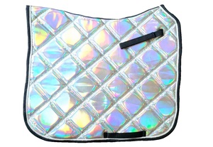 Ensemble de tapis de selle holographique avec bonnet d'oreille et sangle de harnais pour l'équitation polyvalente - Logo personnalisé - Product Image 3