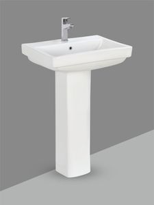 Lavabo Cuadrado Moderno de Cerámica Exótica con Pedestal Completo, Lavabo de Pared para Baño, para Hoteles de Lujo y Hogares, Artículos Sanitarios - Product Image 2