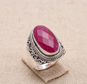 <b>Top</b> Pink Ruby Gemstone Ring 925 Sterling <b>Silver</b> Rose & Yellow Gold Plated Vintage Handmade Statement Ring Women Wedding Jewelry - Product Image 4