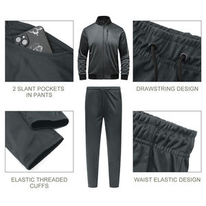 Chándal para hombre al por mayor, personalizado, con cuello ajustable, mangas largas, servicio OEM, material de algodón y poliéster. - Product Image 3