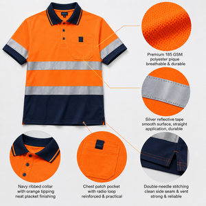 Custom Uniform Durable High Visibility Work Polo <b>Bird</b> Eye Polyester Quick Dry Logistics Workwear Workwear Manufacturer - Product Image 5