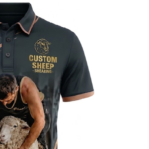 Chemise Polo Personnalisée à Queue Longue pour Équipage de Tonte de Moutons, Sublimée, Respirante, Séchage Rapide, Vêtement de Travail Durable, Logo Personnalisé OEM ODM - Product Image 3