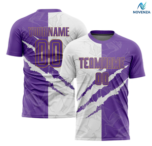 เสื้อฟุตบอลแบบครึ่งแขนลายกราฟฟิตีสีน้ำเงินรอยัลแบบซับลิเมชั่น - Product Image 2