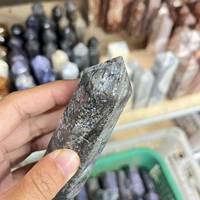 Obelisco de Ágata Gris Natural Pulida, Torre de Cristal para Regalo y Decoración